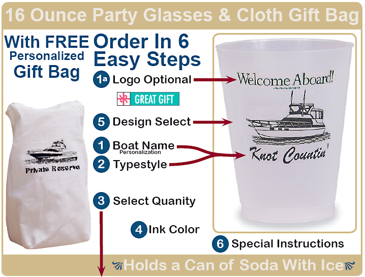 16 Oz Frosted Squeezable Glass & Personalized Cloth Gift Bag